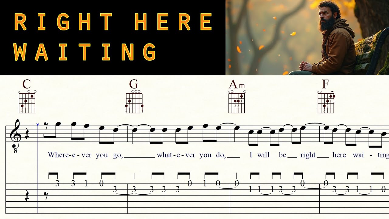 RIGHT HERE WAITING | RICHARD MARX | Guitar Lesson | Chords, Melody & Lyrics | Sheet Music & TAB