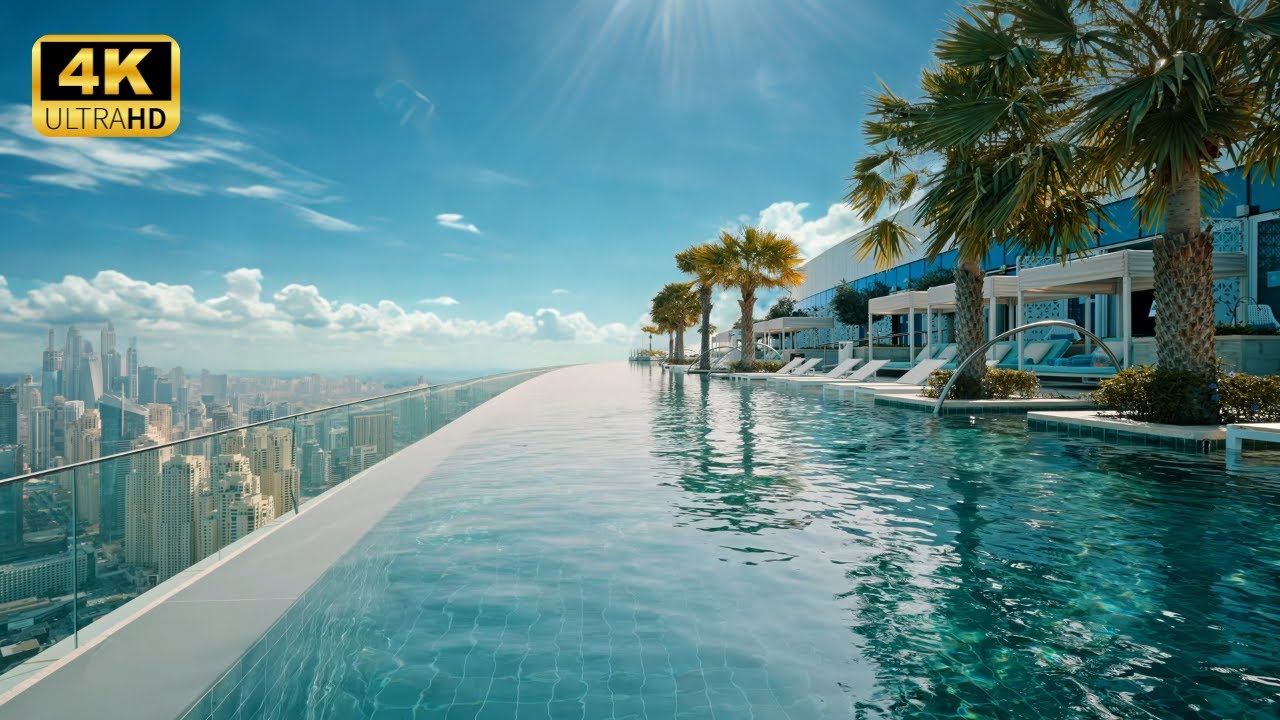 Address Beach Resort Dubai (2025) Второй по высоте панорамный бассейн — тур в формате 4K