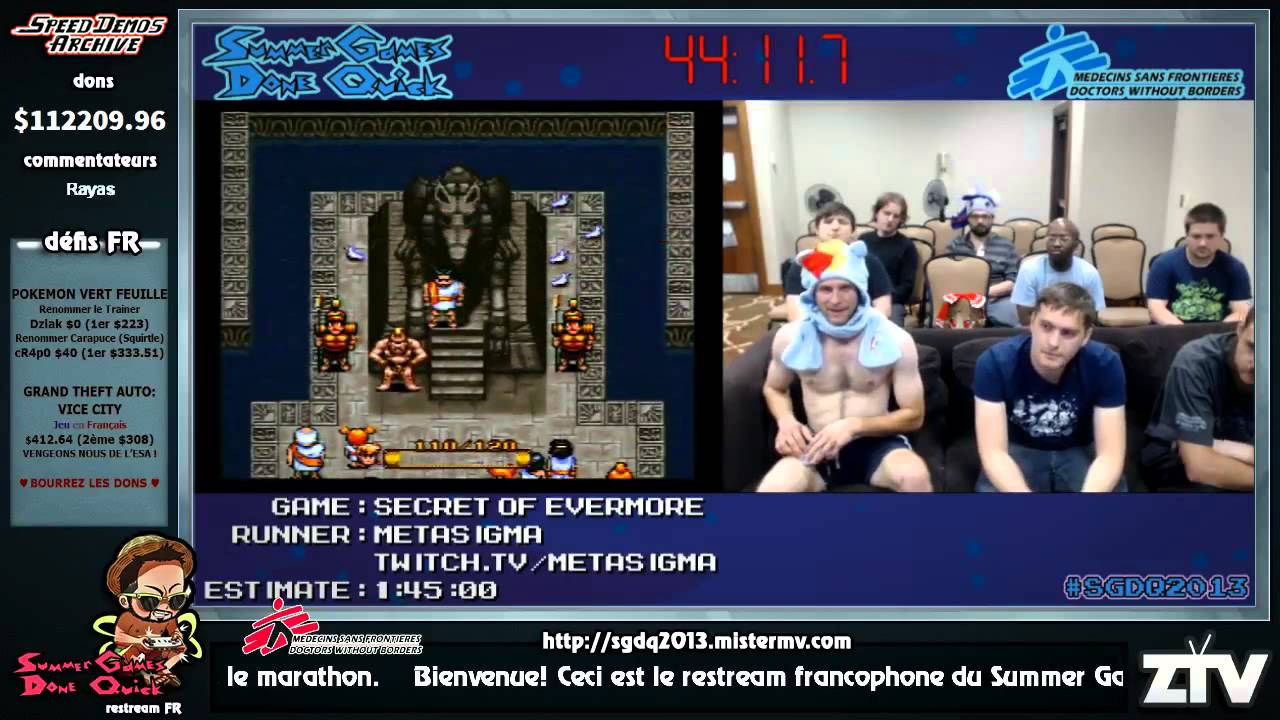 SGDQ 2013 French restream - Secret of Evermore (runner: MetaSigma -- comm: Rayas / RealMyop)