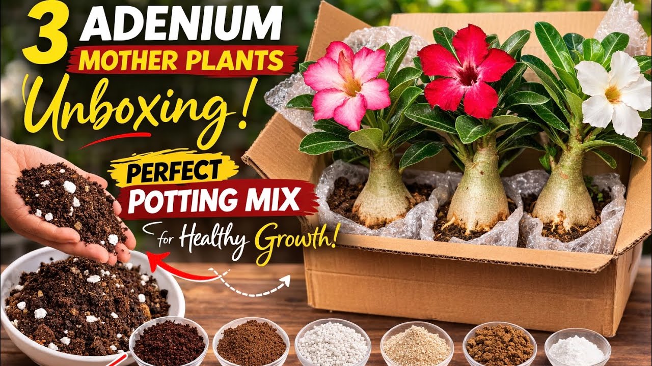 3 Adenium Mother Plants Unboxing 🌸 | Best Potting Mix for Adenium | Full Potting Process