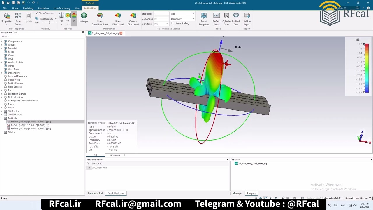 Designing Slotted Waveguide Antenna Arrays with CST Studio Suite |  2x8 slots single ridge number25