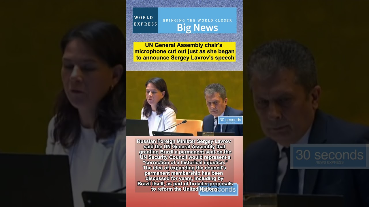 UN General Assembly chair's microphone cut out just as she began to announce Sergey Lavrov's speech
