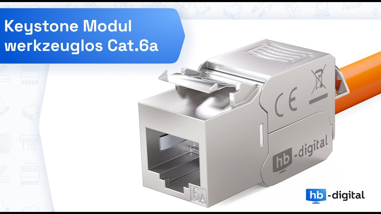 hb-digital Keystone Modul RJ45 Cat 6a GHMT zertifiziertes LSA werkzeugloses Keystone Jack 6210