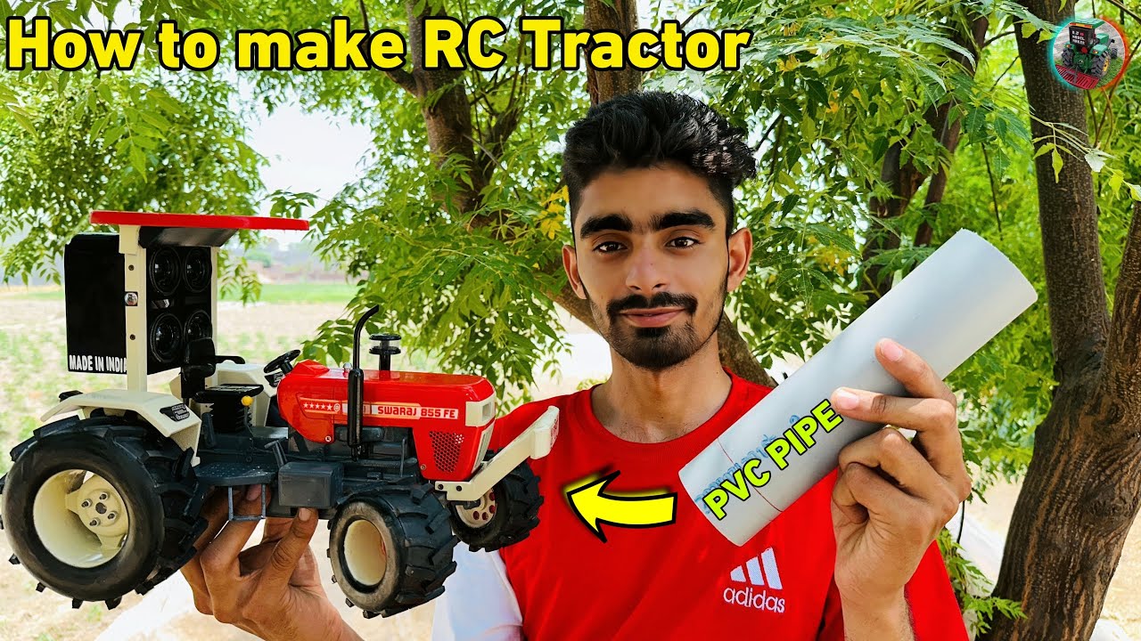 Powerful Swaraj 855 tractor ,How to make Rc swaraj 855 using PVC PIPE with DC motor || @Aakash946