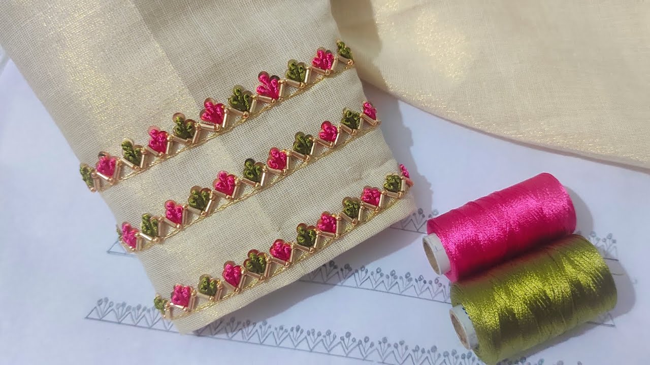 Sleeves design hand Embroidery long French knot 