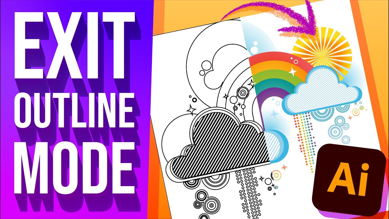 Как выйти из режима контура в Adobe Illustrator