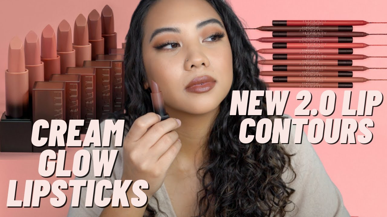 НОВЫЕ HUDA BEAUTY POWER CREAM GLOW ПОМАДЫ + КОНТУР ДЛЯ ГУБ 2.0 | СВОТЧИ + ПЕРВОЕ ВПЕЧАТЛЕНИЕ