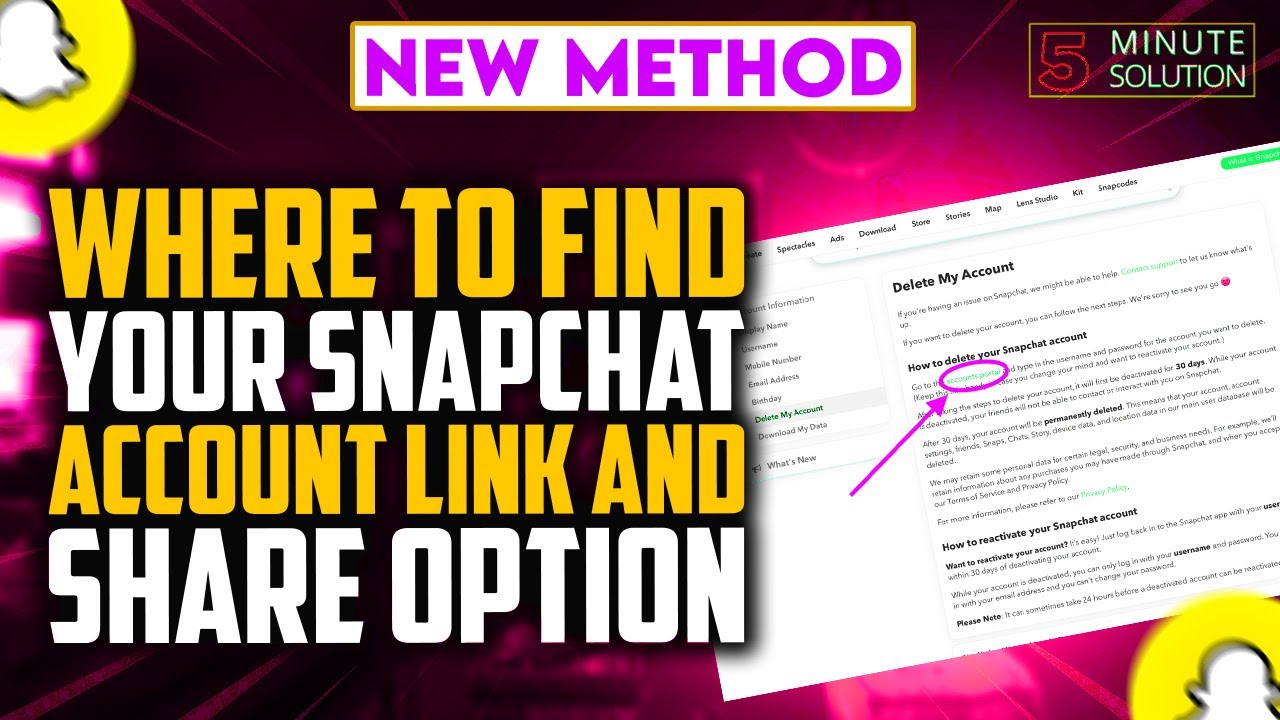 Where to find your Snapchat account link and share option 2024