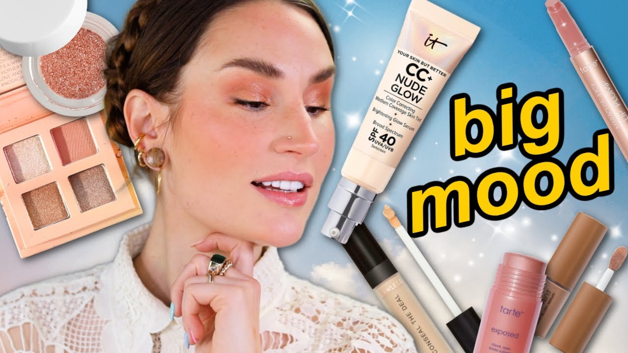 TRYING NEW MAKEUP & IT'S A WHOLE MOOD | IT Cosmetics CC+ Nude Glow, New ĀTHR Citrine Quad & MORE!