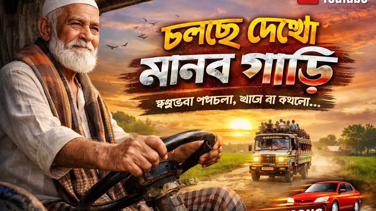 চলছে দেখো মানব গাড়ি 