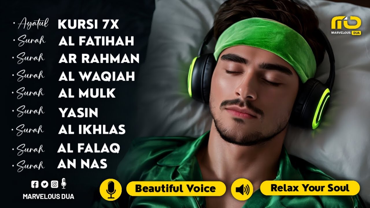 Quran Before Sleep in A Relaxing Voice ✦ Ayatul Kursi, Yasin, Rahman, Waqiah, Mulk By Alaa Aqel