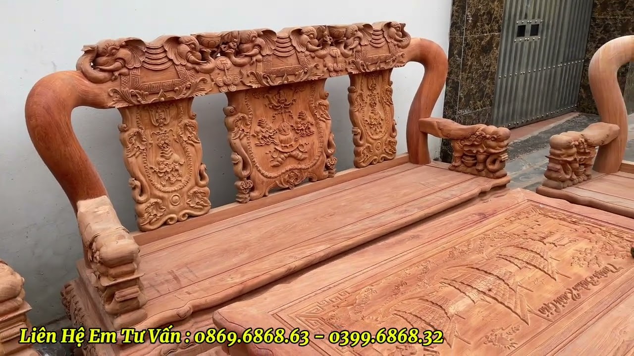 Phân Tích Chi Tiết Phần Mộc Thô Bộ Bàn Ghế Minh Quốc Voi Chiến Cột 14 Chân 16 Gỗ Hương Đá 