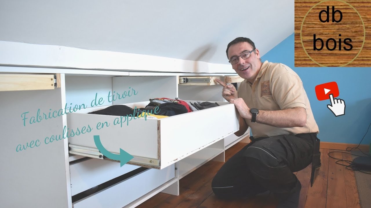 Fabrication de tiroir avec coulisses en applique