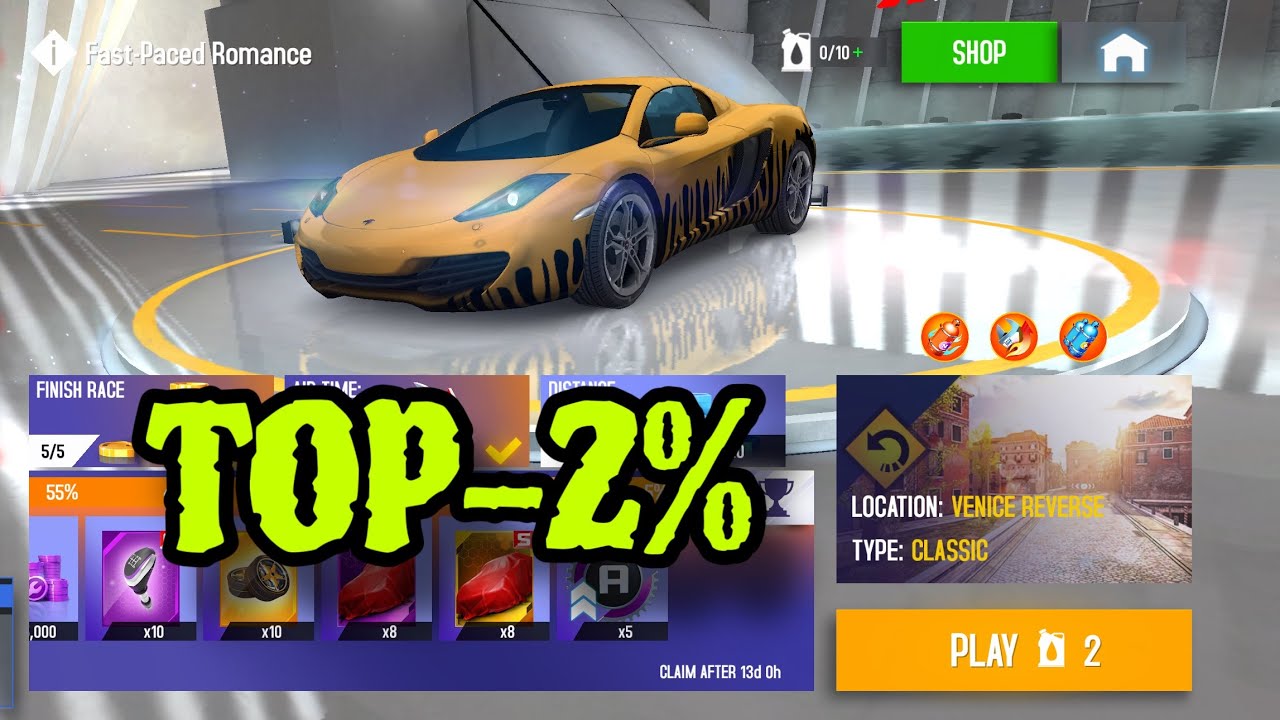 Asphalt 8, Fast Paced Romance Venice Reverse McLaren 12C Spider Top-2%