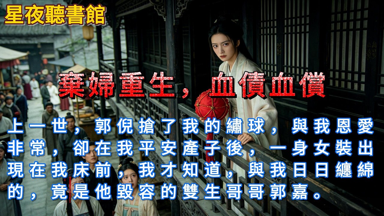 《棄婦重生，血債血償》上一世，郭倪搶了我的繡球，與我恩愛非常，卻在我平安產子後，一身女裝出現在我床前，我才知道，與我日日纏綿的竟是他毀容的雙生哥哥郭嘉。#一口氣看完 #爽文 #重生 #小說
