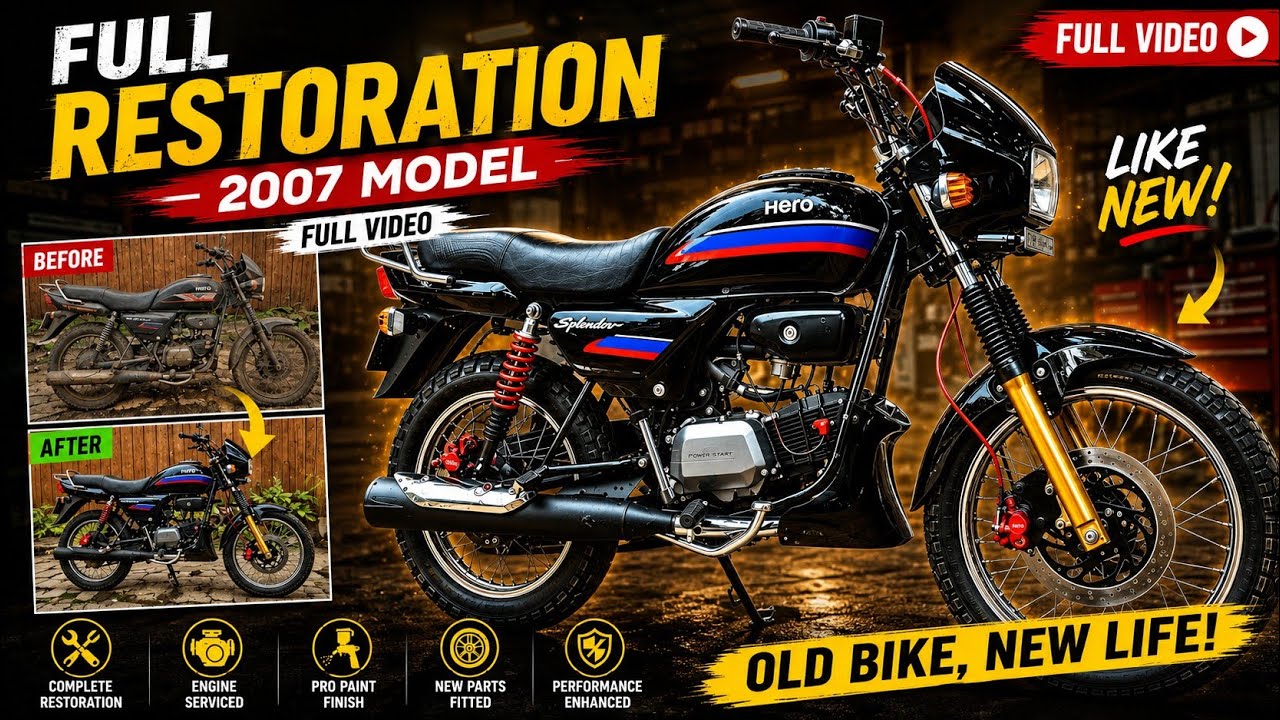 HERO HONDA SPLENDOUR (OLD MODEL 2007) FULL RESTORATION WORK FULL VIDEO #painting #herohondasplendor
