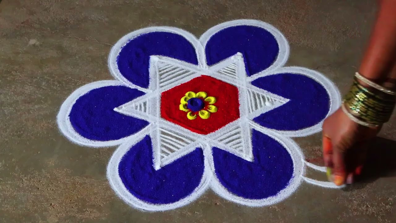 Thai madham 🌻 special flower rangoli kolam🌻3*2 simple kolangal 🌻pandaga muggulu