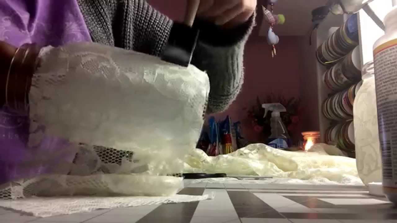 how to cover mason jar with lace