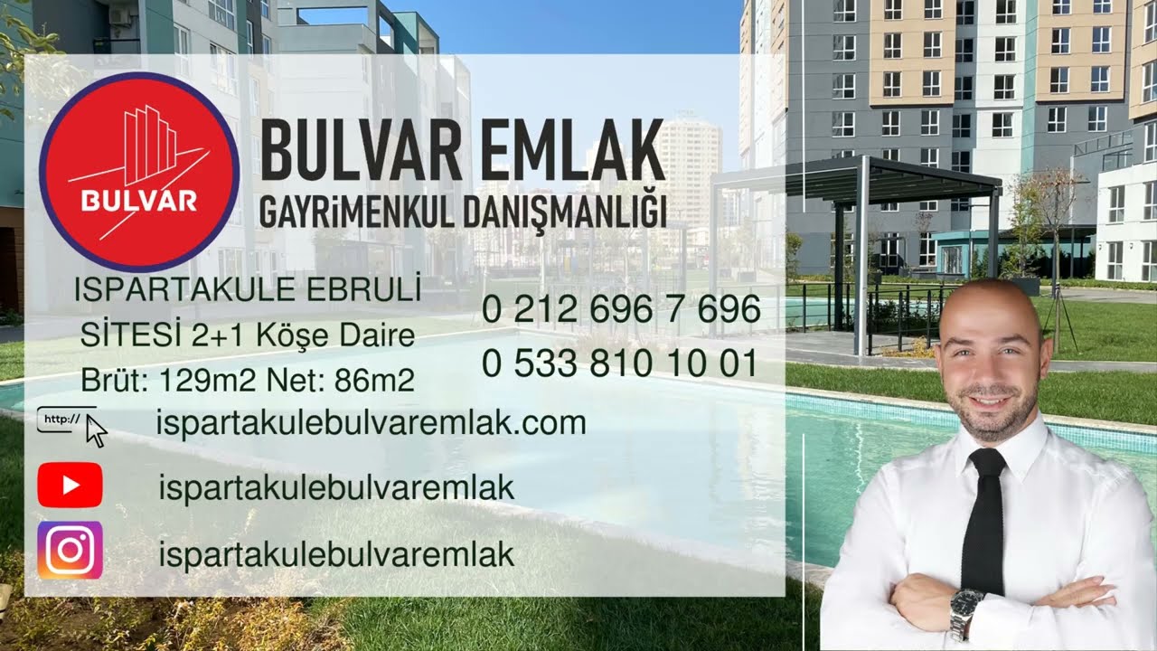 Ispartakule Ebruli 2+1 Satılık Daire Brüt 129m2 Net 86m2