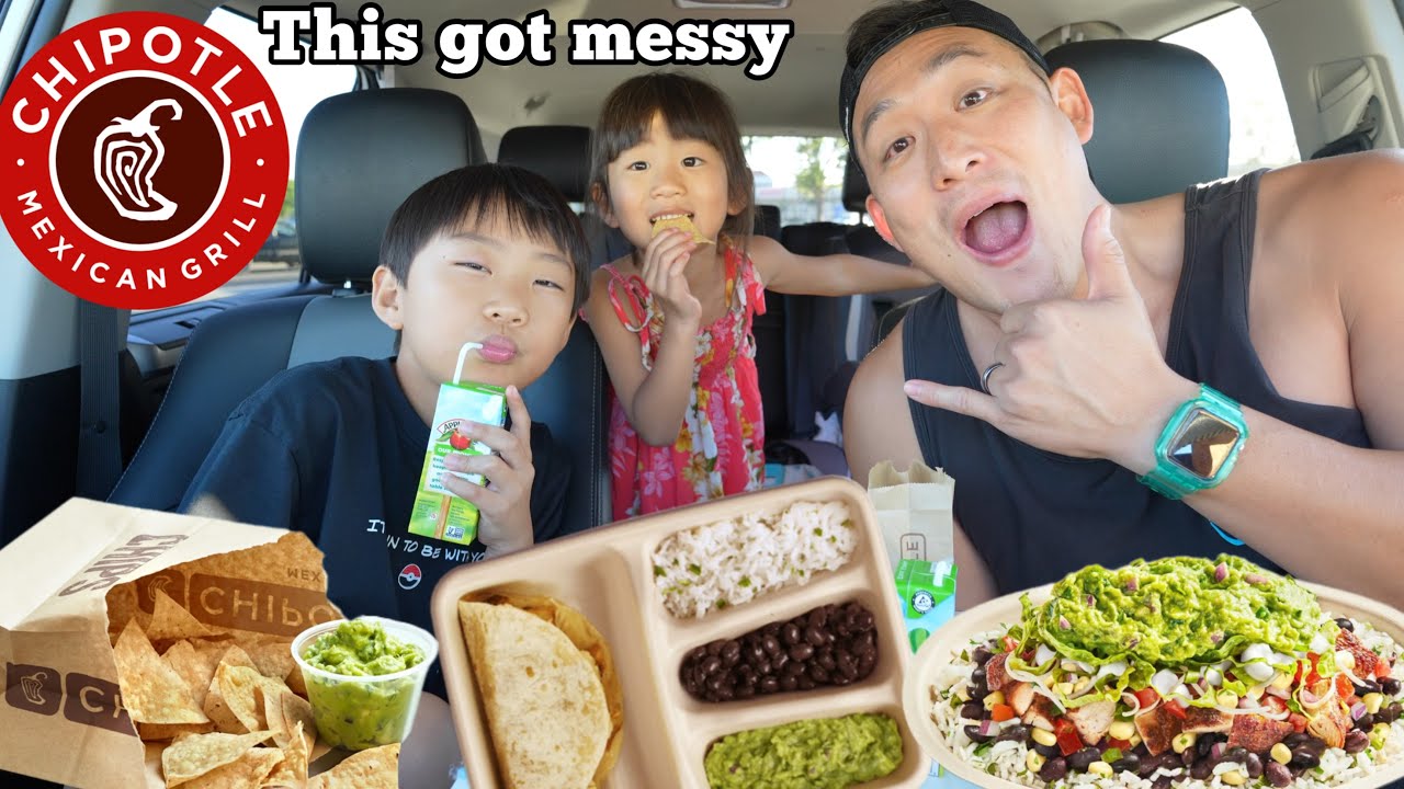CHIPOTLE - family car mukbang!