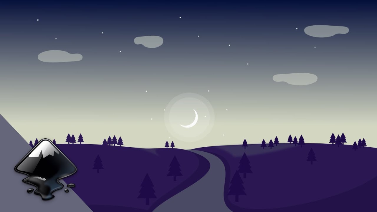 How to Create Landscape in Inkscape.|| Vector Drawing.|| Illustration.|| Speed Video|| AM Artists ||