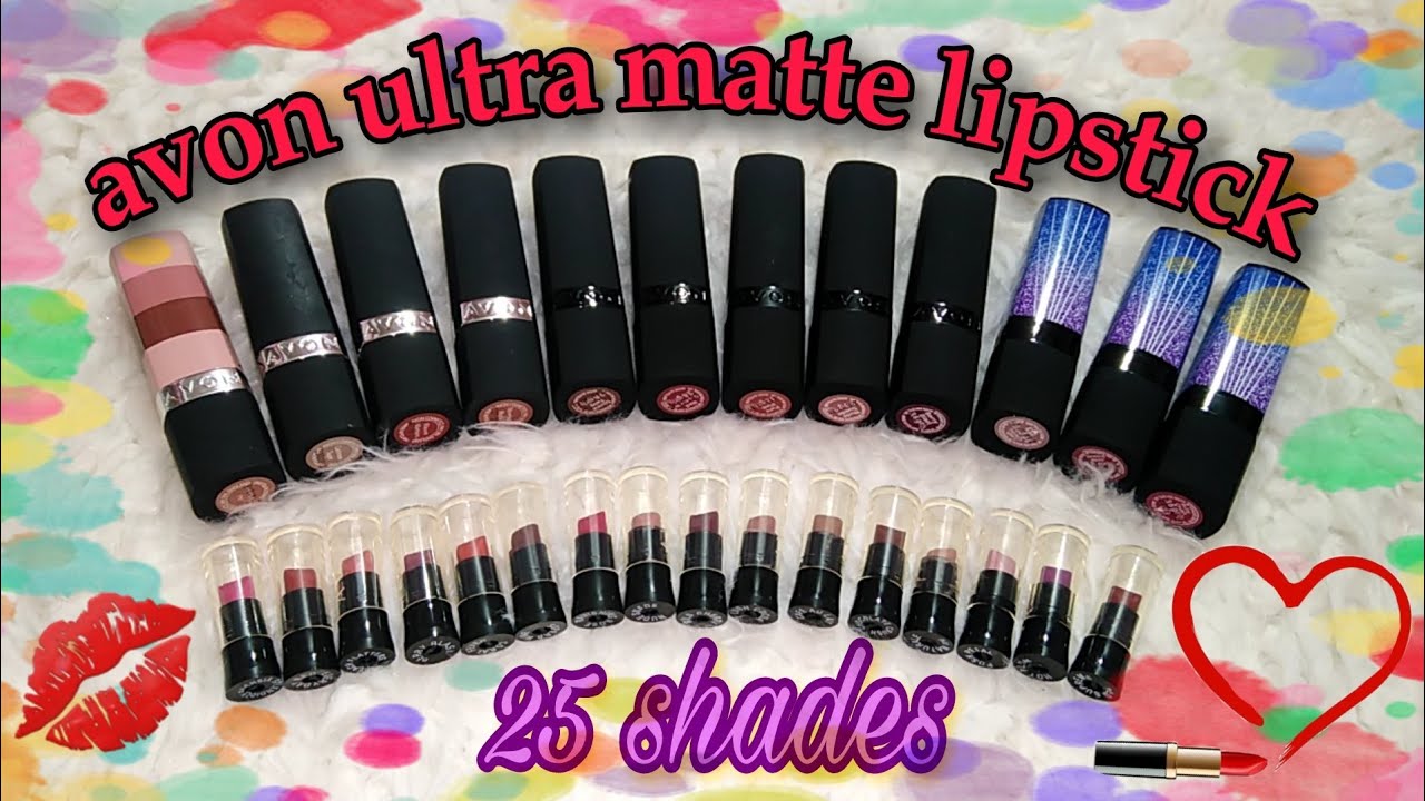 ٢٥ درجة من أروع درجات روج الترا مات💄 avon ultra matte lipstick swatches 💄درجات احمر شفاة افون حصري✨