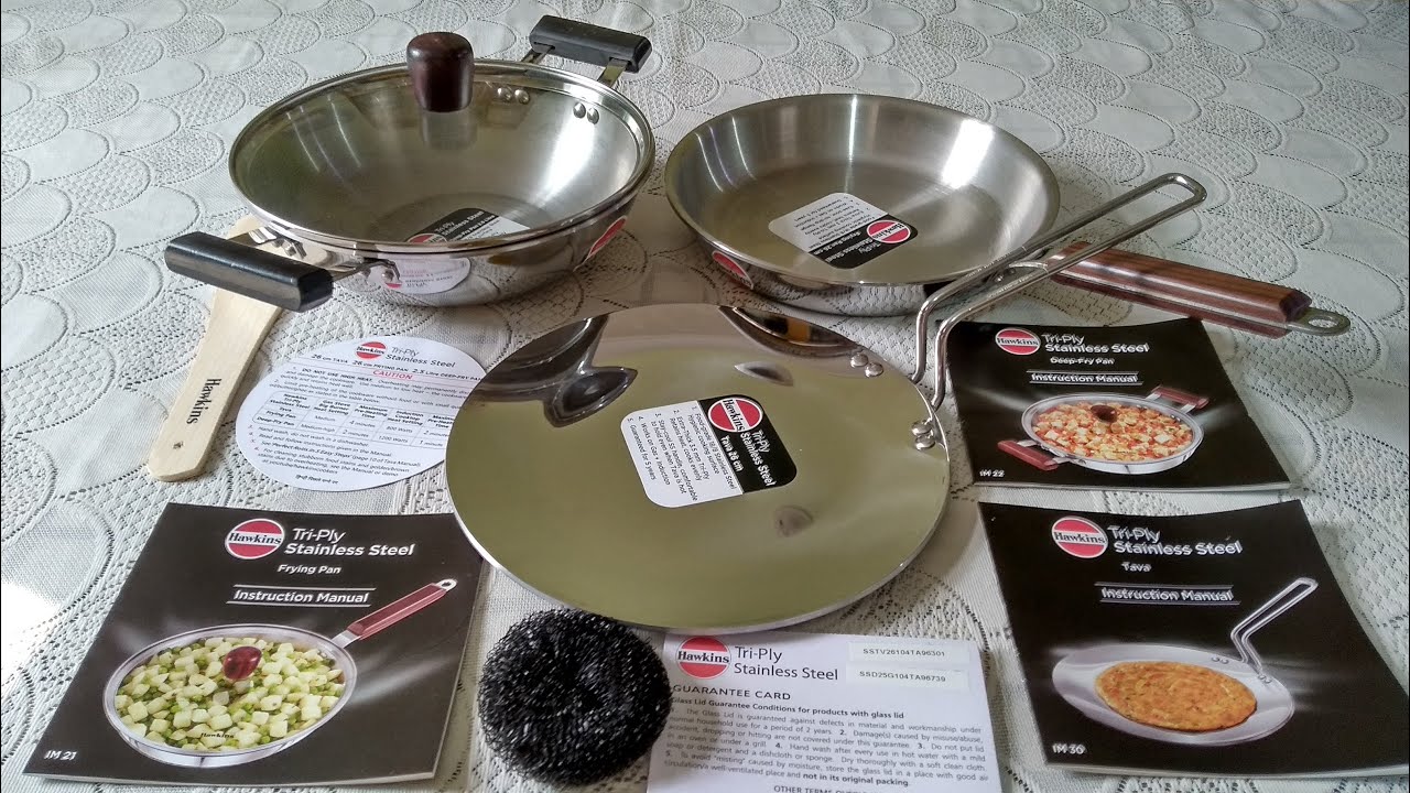 Unboxing Hawkins 3-pc Tri-ply stainless Steel Cookware Set: TriPly Trinity Set SSET1 Demo & Review
