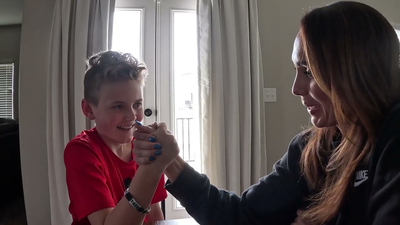 Arm wrestling my Mom