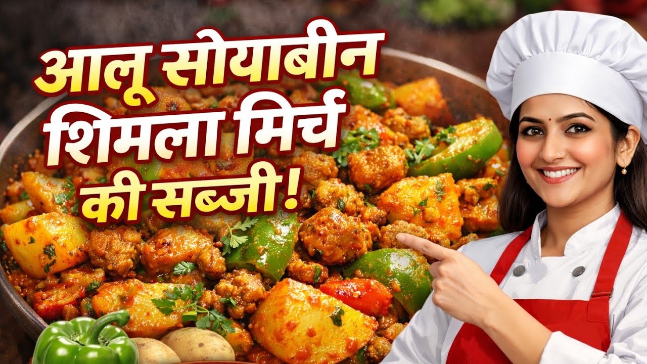 Aalu soyabean capsicum ka full protein bhara sabji #trending #cooking #recipe #food #easyrecipe 