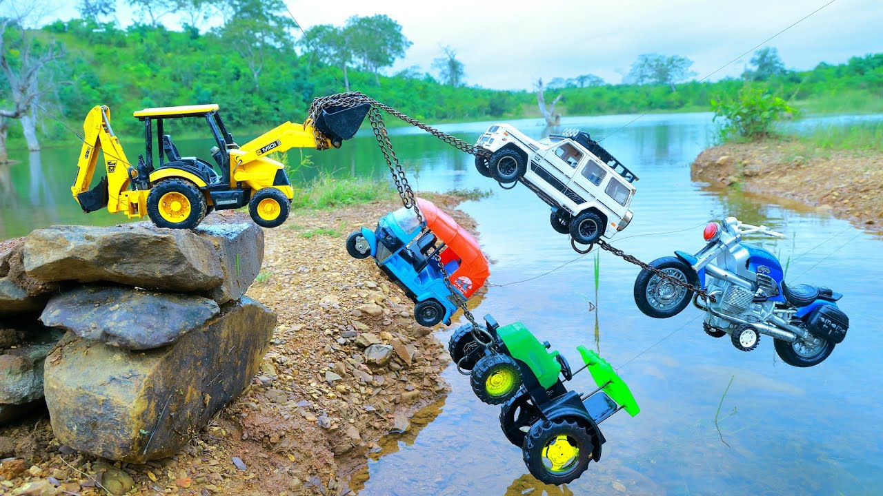 Swaraj 855 Tractor TVS Auto Rickshaw Tata Punch Car KTM 250 Bike Accident Pulling JCB 3DX ? CS Toy 