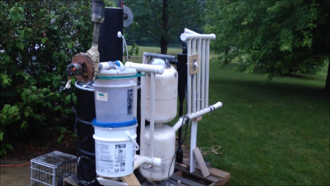 Wood Gasifier Build for Dummies 9, Burn Test on Sticks, Leaves, Bark from Stream