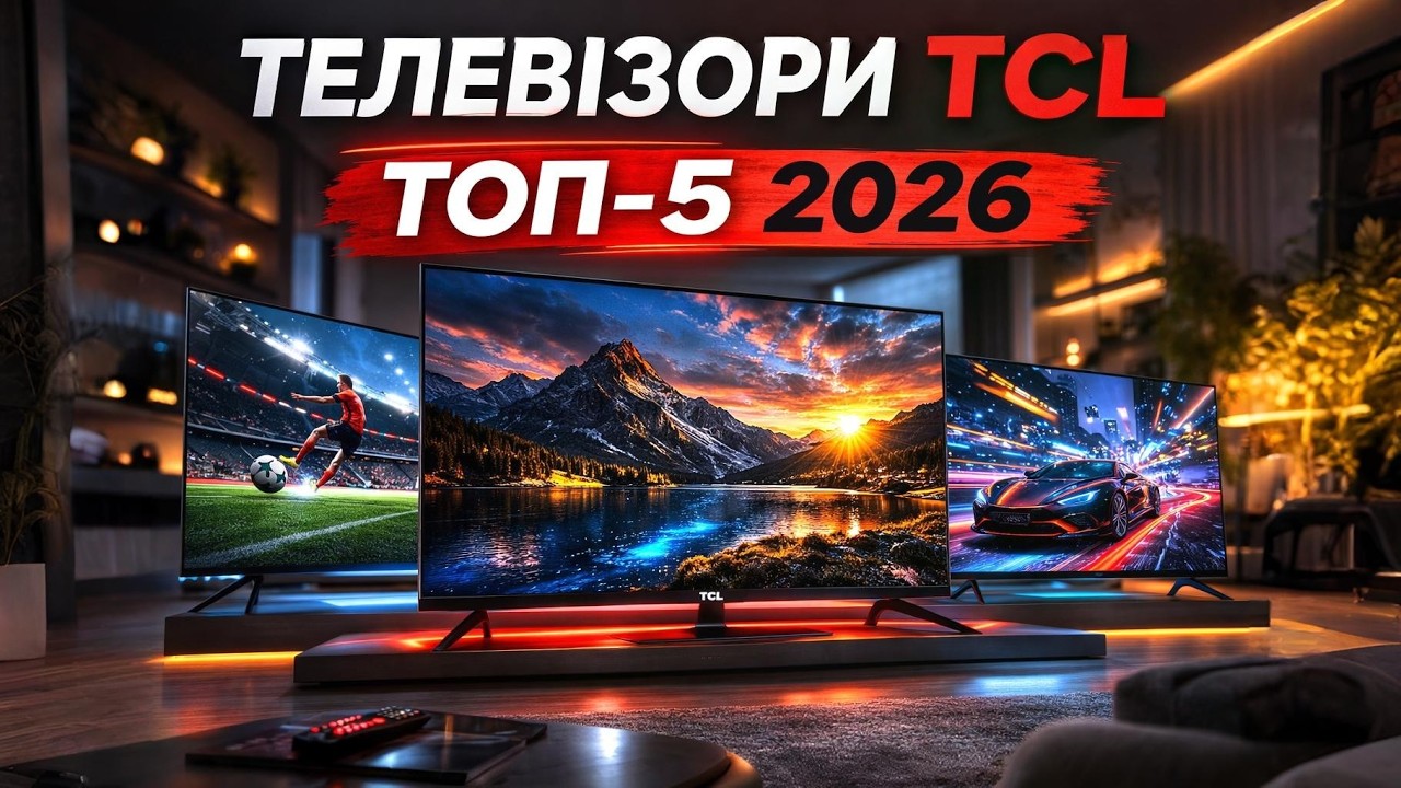 Топ-5 телевізорів TCL 2026 🔥 Mini LED, 144 Гц, QLED — найкращі моделі для кіно та ігор