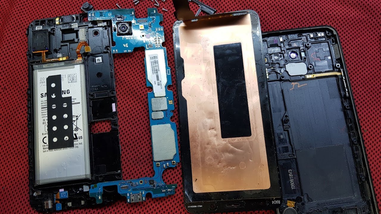 فتح وتشريح تغيير منفذ الشحن samsung j6 j600f teardown usb port repair