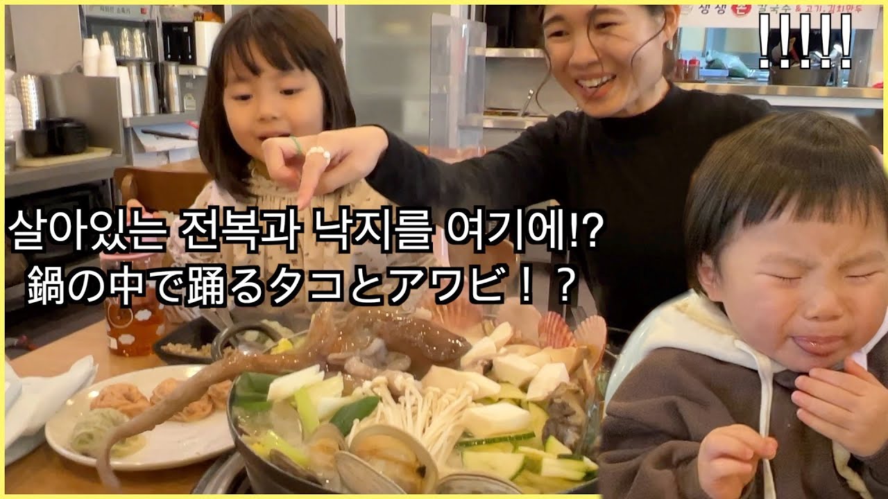 [한일부부/日韓夫婦] 일본인 아내가 깜짝 놀란 해물만두전골! 서해의 석양에 반한 가족!/鍋からタコが逃げる？タコとアワビが踊る海鮮餃子の寄せ鍋！/ 船に乗って永宗島に行ってみよう！