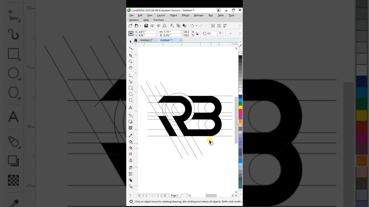 Creative Letter R+B logo design in Coreldraw #shorts