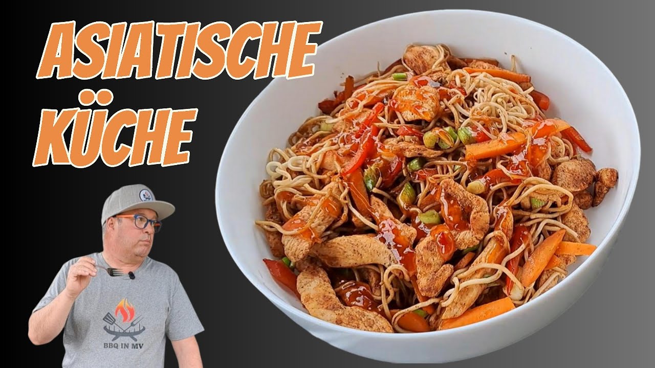 Asia Food gebratene Nudeln mit Hähnchenfleisch | BBQ in MV