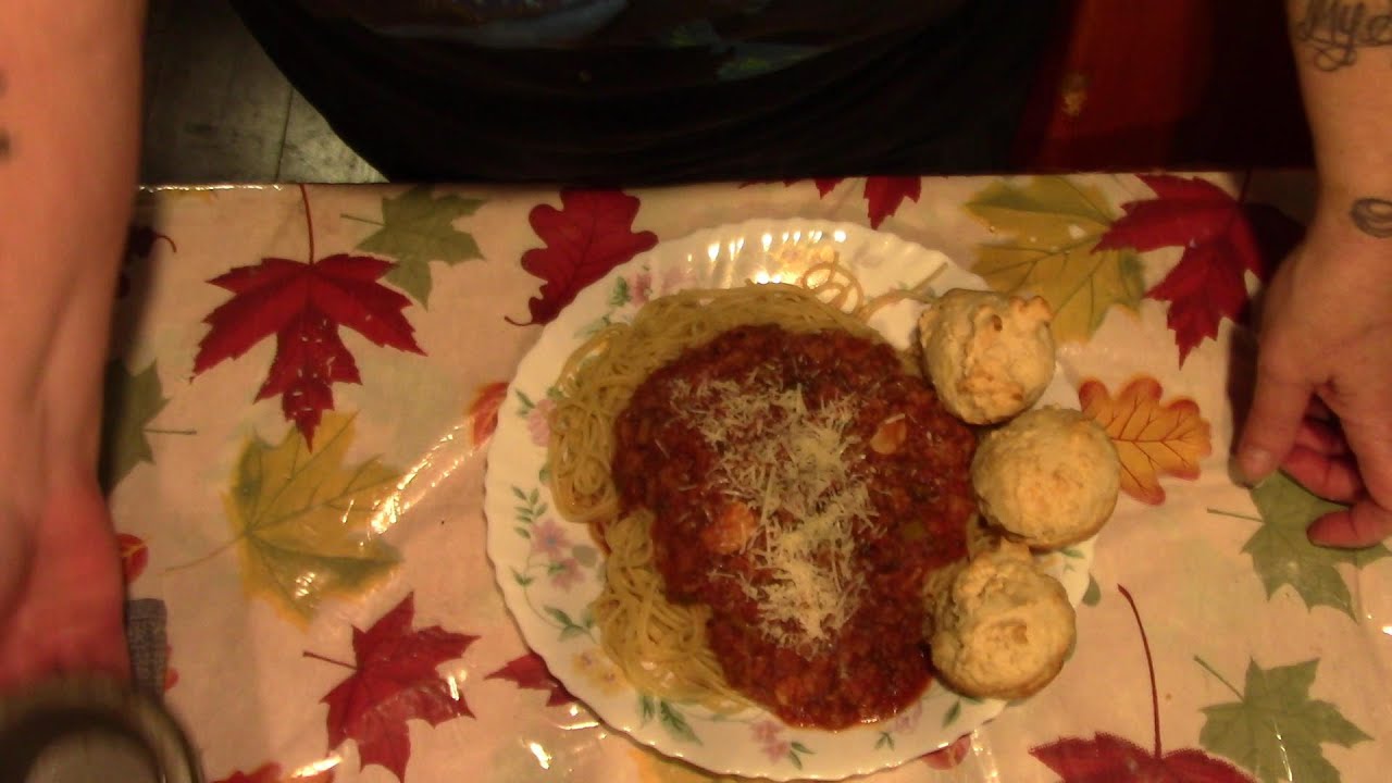 Spaghetti Dinner With Quick Bread Muffins