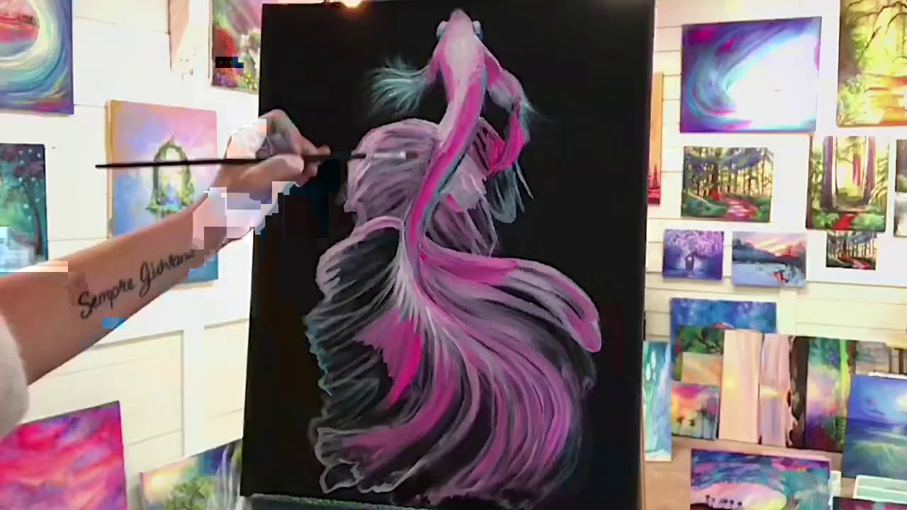 Acrylic Time-Lapse painting of a Betta Fish