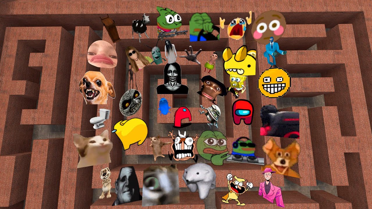 Too Much All Nextbots Chasing in Big Maze Gmod