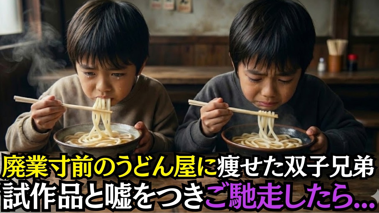 廃業寸前のうどん屋の前にやせ細った双子の兄弟。『雨宿りさせてくれませんか？』→数カ月後、里親となり双子の兄弟を育てた結果…【感動する話】