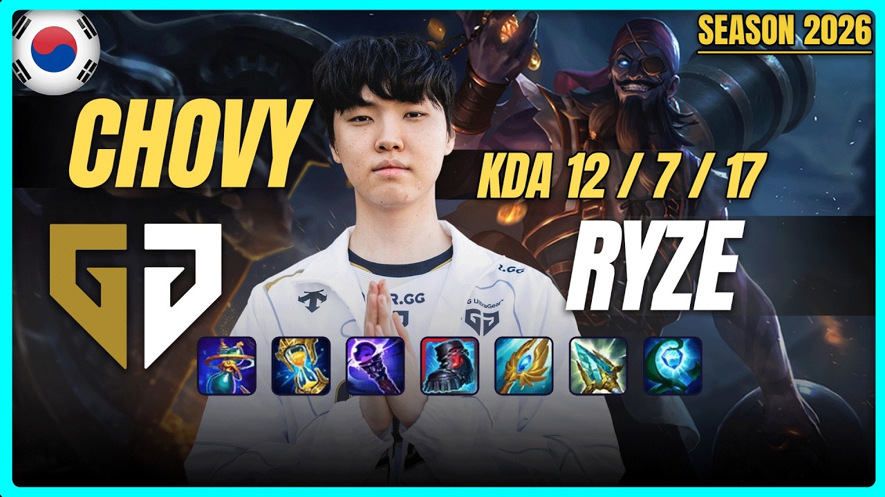 GEN Chovy RYZE vs TALIYAH Mid - Patch 26.7 KR Ranked | lolrec