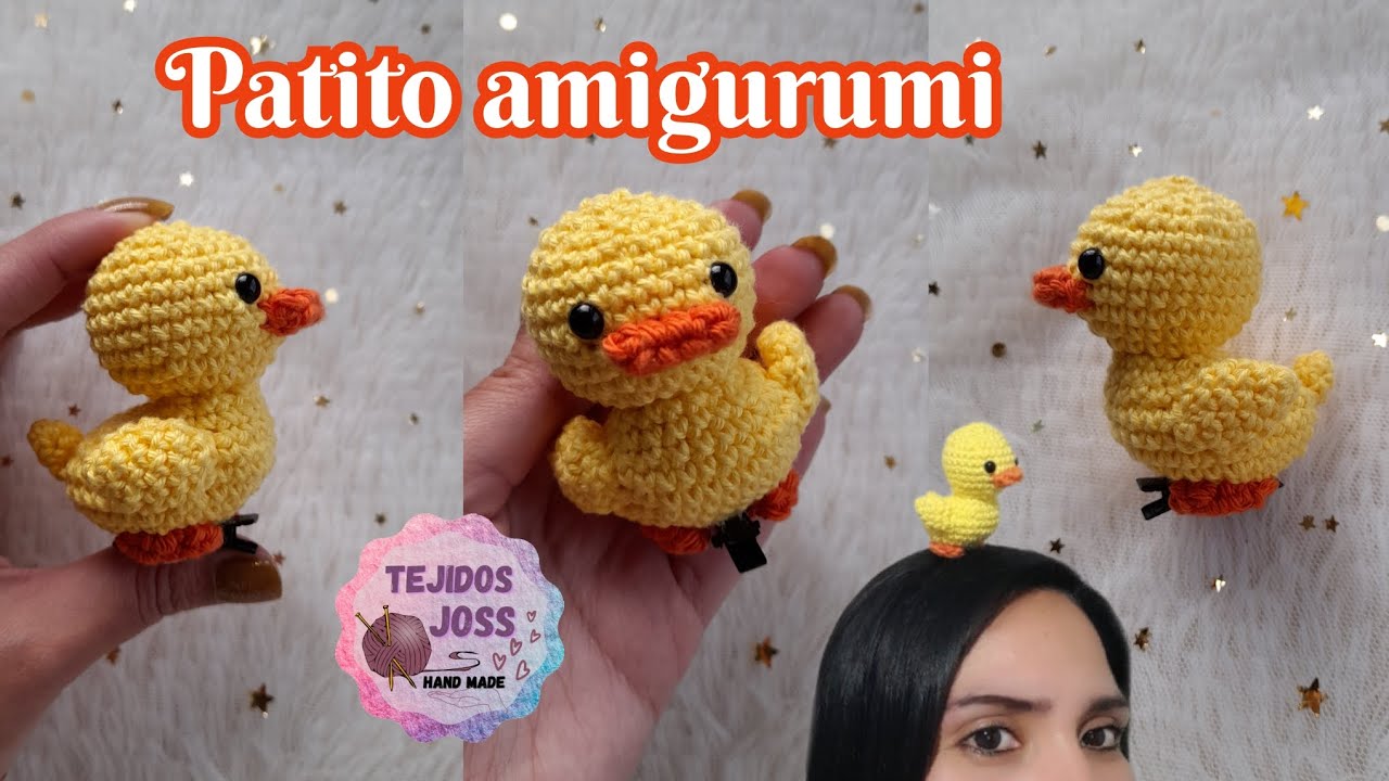 Зажим для утки амигуруми крючком (уточка на голове)