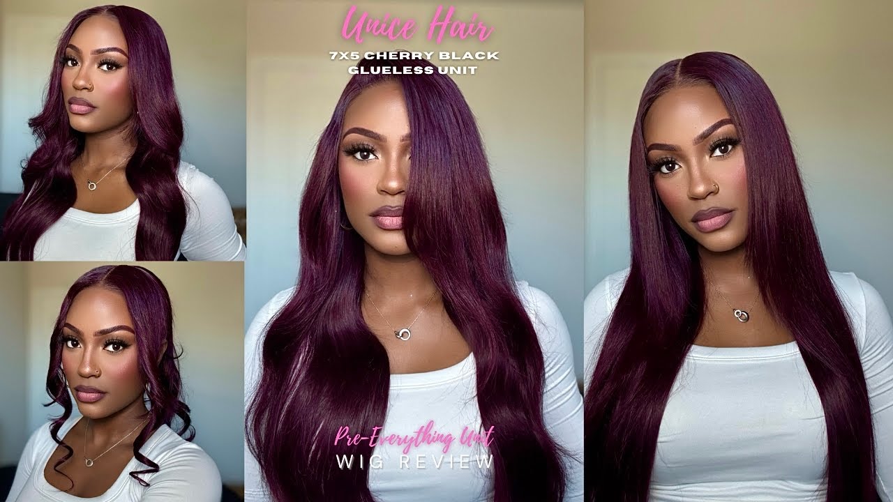 GORGEOUS 🙂‍↔️ CHERRY BLACK AFFORDABLE GLULESS WIG FROM AMAZON ||UNICE HAIR
