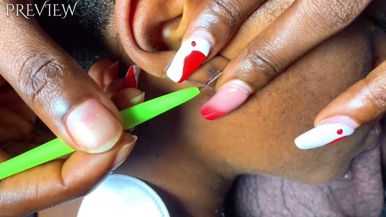 Asmr satisfying ear cleaning on a real person, back, eyebrows, ear eating licking, whispering 