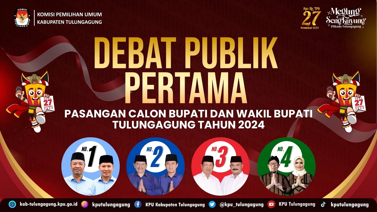 DEBAT PUBLIK PERTAMA PASLON BUPATI DAN WAKIL BUPATI TULUNGAGUNG TAHUN 2024