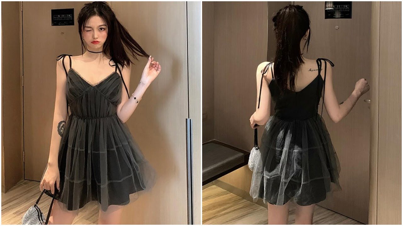 Gothic Spaghetti Strap Camisole Dress Vintage Tulle Mesh Mini Dress High Waist Party Black Sexy Lace