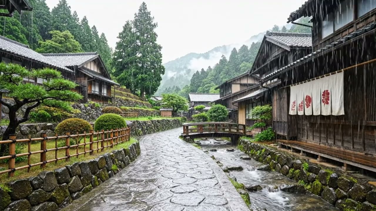 Fall Asleep in 5 Minutes |🌧️ Japanese Mountain Village Rain | Peaceful Rural Ambience for Sleep