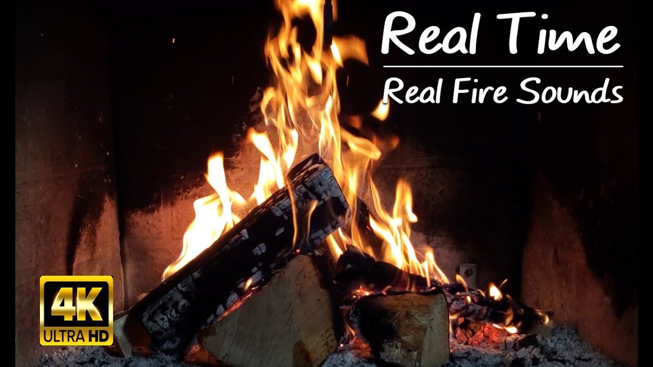 Расслабиться. Спать. Камин / Fireplace with No Loop [4K UHD]  Real Time & Real Fire Sounds