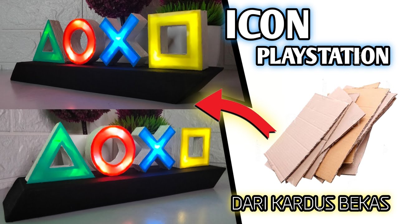 Bikin lampu tidur/hias Icon PlayStation dari kardus low budged dan keren!!!