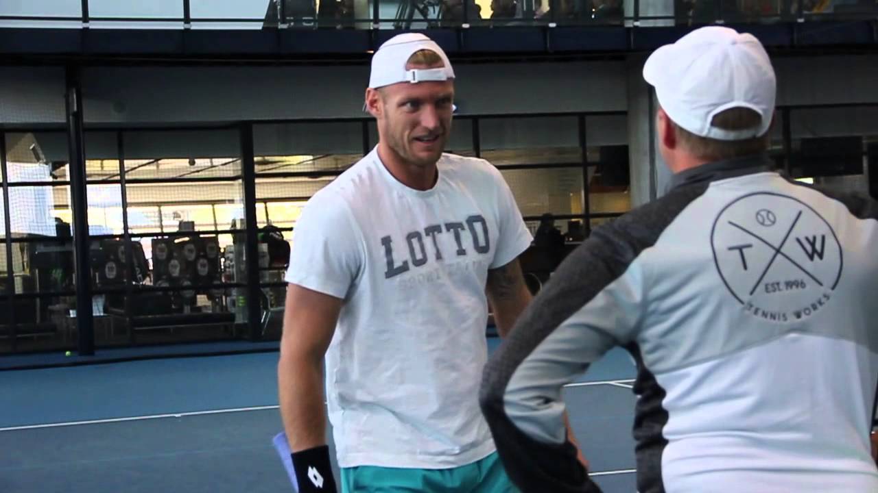 Sam Groth at practice with Tennisworks